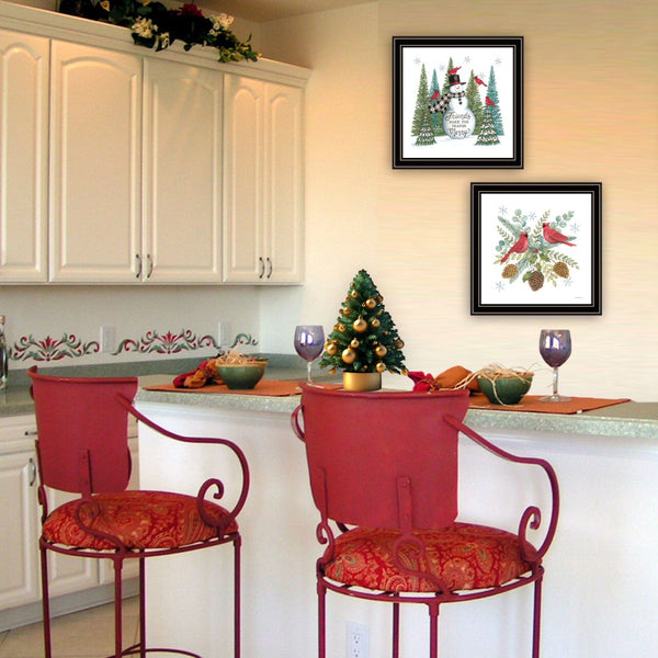 HomeRoots Set of Two Friends Wall Art Prints - Festive Black Framed Décor for Modern Seasonal Cheer 572007