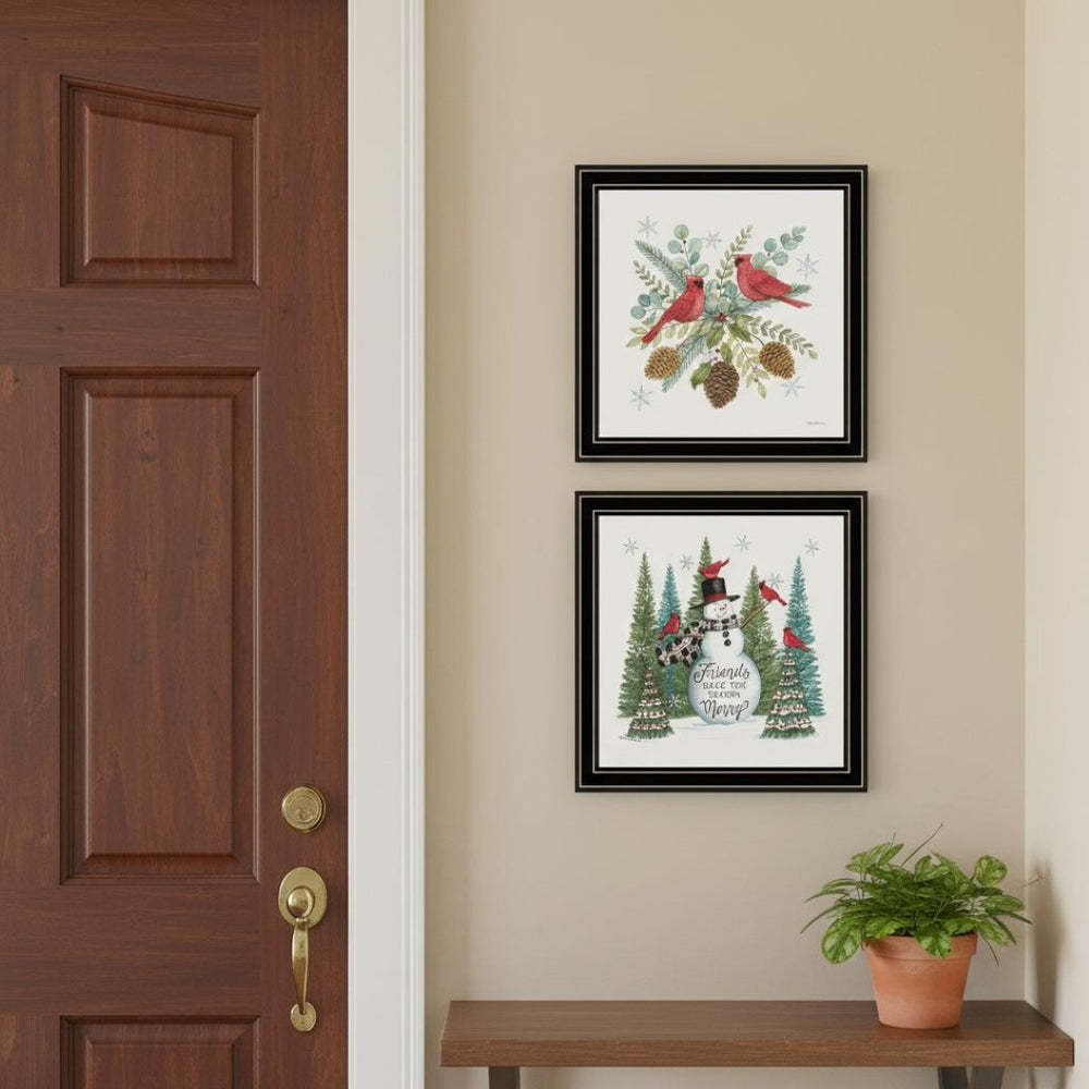 HomeRoots Set of Two Friends Wall Art Prints - Festive Black Framed Décor for Modern Seasonal Cheer 572007