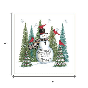 HomeRoots Set of Two Friends Festive White Framed Wall Art - Elegant Holiday Decor for Cozy Home Spaces 572008