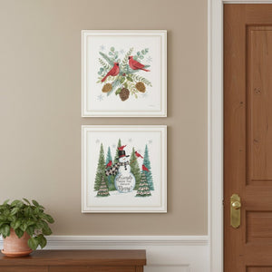 HomeRoots Set of Two Friends Festive White Framed Wall Art - Elegant Holiday Decor for Cozy Home Spaces 572008