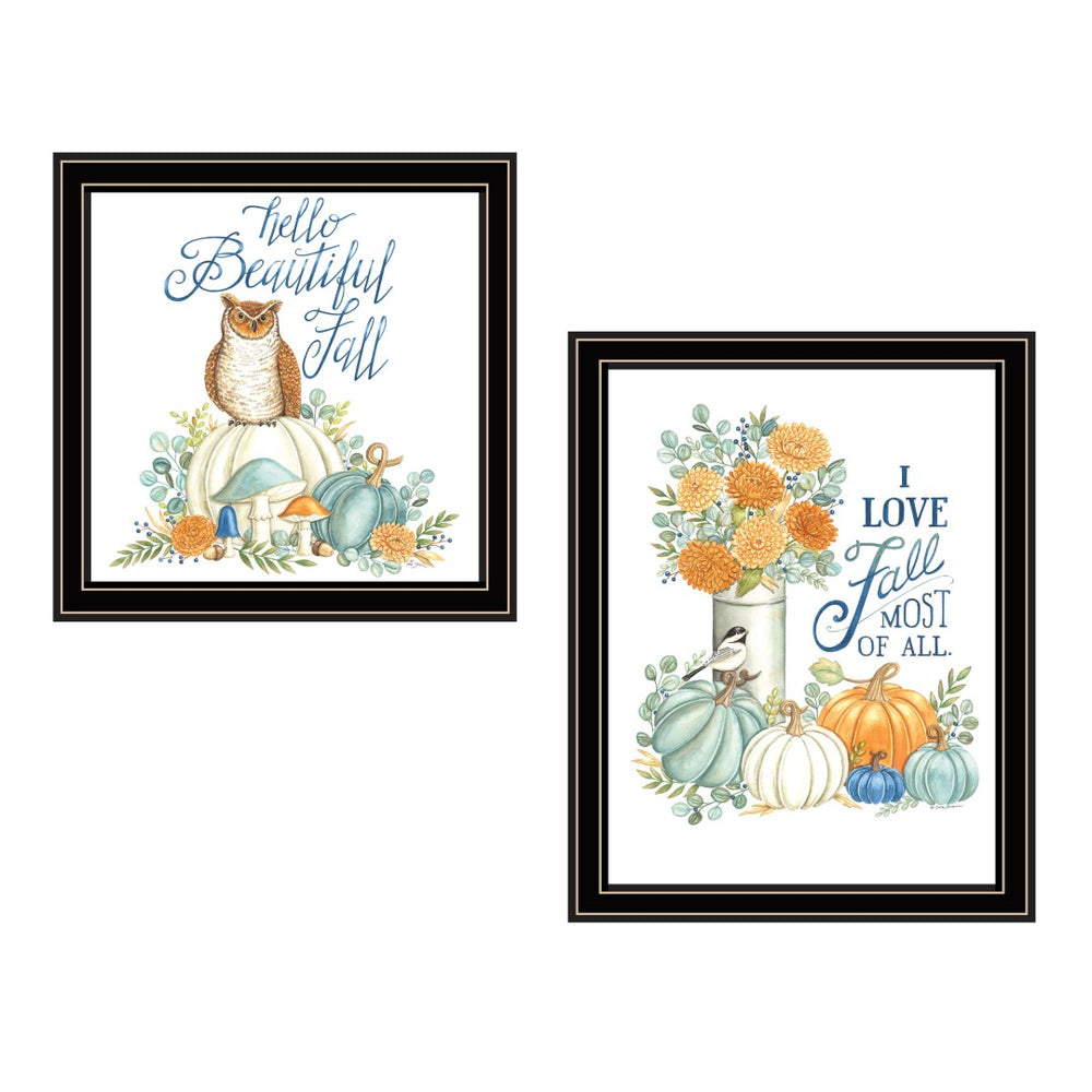 HomeRoots Set of Two Framed Autumn-Themed Wall Art Prints in Black Frames – Perfect for Seasonal Home Decor 572009
