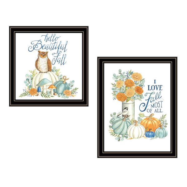 HomeRoots Set of Two Framed Autumn-Themed Wall Art Prints in Black Frames – Perfect for Seasonal Home Decor 572009