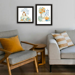 HomeRoots Set of Two Framed Autumn-Themed Wall Art Prints in Black Frames – Perfect for Seasonal Home Decor 572009