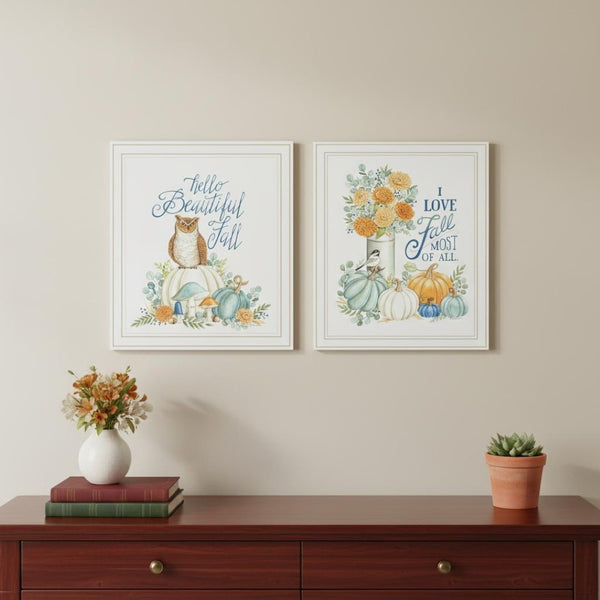 HomeRoots Set of Two Framed Wall Art - I Love Fall Most of All - Modern Accent for Seasonal Home Décor 572010