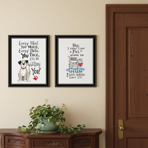 HomeRoots Set of Two Playful "It's Called Furr-niture" Black Framed Wall Art for Stylish Home Décor 572011