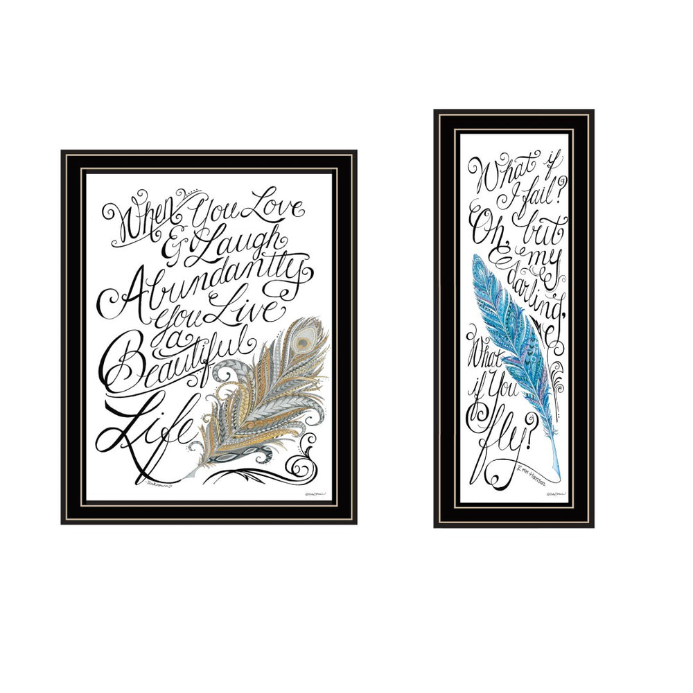 HomeRoots Set Of Two Inspiring "What If I Fail?" Black Framed Wall Art for Modern Home Décor & Motivation 572013