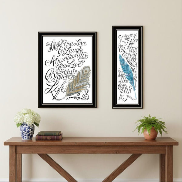 HomeRoots Set Of Two Inspiring "What If I Fail?" Black Framed Wall Art for Modern Home Décor & Motivation 572013