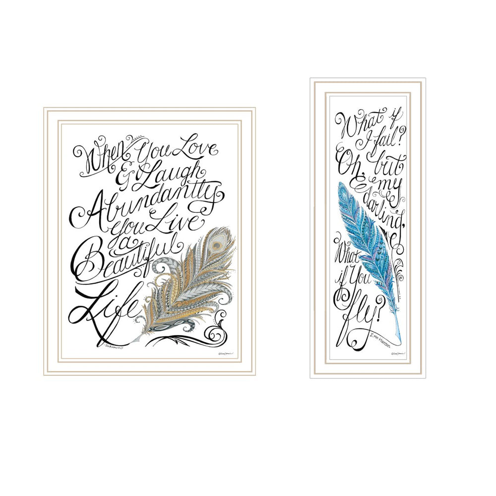 HomeRoots Set of Two Chic "What If I FAIL?" Framed Wall Art - Contemporary Acrylic Prints for Stylish Decor 572014