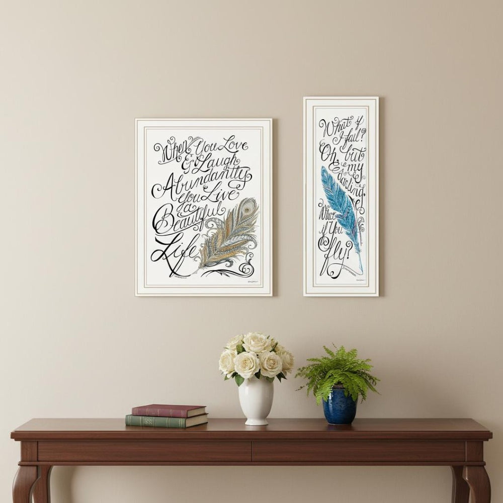 HomeRoots Set of Two Chic "What If I FAIL?" Framed Wall Art - Contemporary Acrylic Prints for Stylish Decor 572014