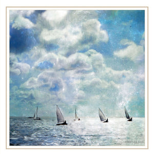 HomeRoots Set of Two Sail Away White Framed Wall Art - Coastal Charm Prints for Modern Home Decor & Focal Points 572017