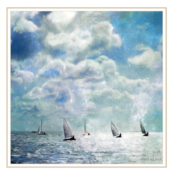 HomeRoots Set of Two Sail Away White Framed Wall Art - Coastal Charm Prints for Modern Home Decor & Focal Points 572017