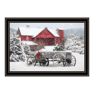 Homeroots Tree Farm Wagon Black Framed Wall Art - Stylish Acrylic Painting To Enhance Your Home Decor Focal Point  Paper 572025