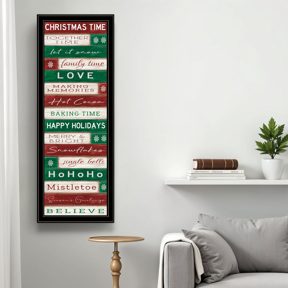 Homeroots Christmas Time Black Framed Wall Art - Trendy Acrylic Decor For A Stylish Holiday Home Makeover  Paper 572027