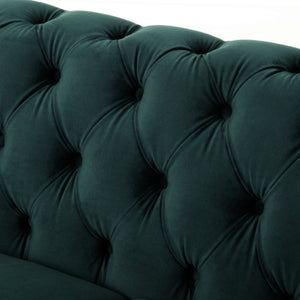 English Elm Christopher Knight Home® - VIVALUX Chesterfield Velvet Loveseat Sofa with Rolled Arms Tufted Buttons Plush 2-Seater Comfort 59.4" Dark Green N762P178705F