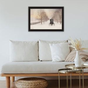 Homeroots Snowy Amish Lane Black Framed Wall Art - Stylish Acrylic Decor To Elevate Your Space And Walls  Paper 572029