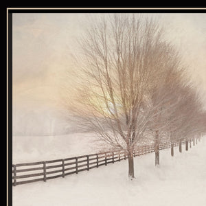 Homeroots Snowy Amish Lane Black Framed Wall Art - Stylish Acrylic Decor To Elevate Your Space And Walls  Paper 572029