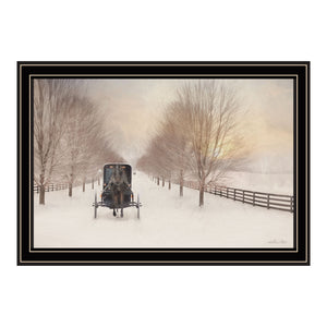 Homeroots Snowy Amish Lane Black Framed Wall Art - Stylish Acrylic Decor To Elevate Your Space And Walls  Paper 572029