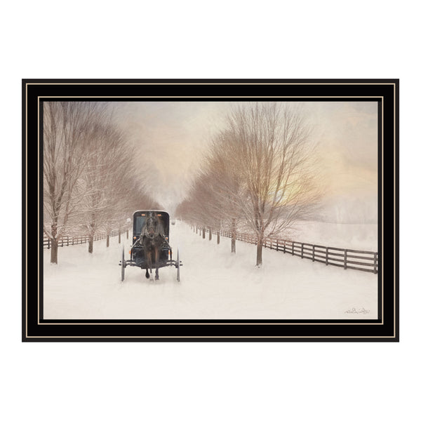 Homeroots Snowy Amish Lane Black Framed Wall Art - Stylish Acrylic Decor To Elevate Your Space And Walls  Paper 572029