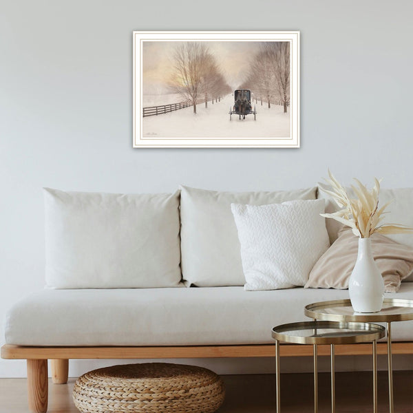 Homeroots Snowy Amish Lane White Framed Wall Art - Trendy Acrylic Decor To Elevate Your Space In Style!  Paper 572030
