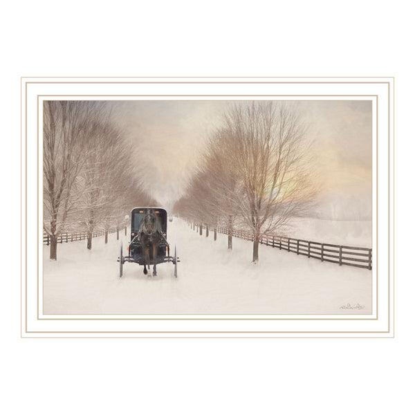 Homeroots Snowy Amish Lane White Framed Wall Art - Trendy Acrylic Decor To Elevate Your Space In Style!  Paper 572030