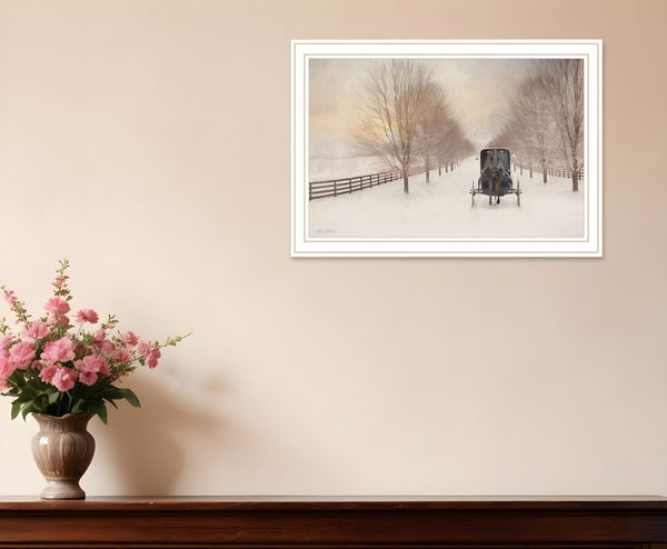 Homeroots Snowy Amish Lane White Framed Wall Art - Trendy Acrylic Decor To Elevate Your Space In Style!  Paper 572030