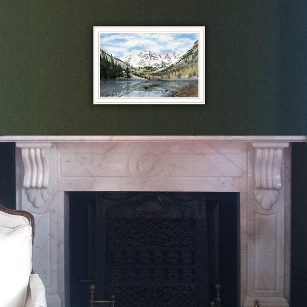 Homeroots Snowy Mountain Landscape Wall Art - Stunning White Framed Acrylic Decor For Stylish Interiors  Paper 572031