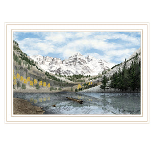 Homeroots Snowy Mountain Landscape Wall Art - Stunning White Framed Acrylic Decor For Stylish Interiors  Paper 572031