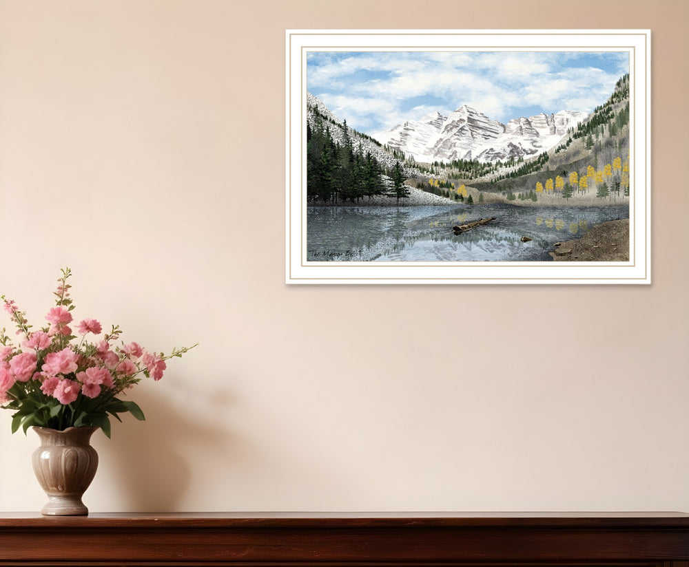 Homeroots Snowy Mountain Landscape Wall Art - Stunning White Framed Acrylic Decor For Stylish Interiors  Paper 572031