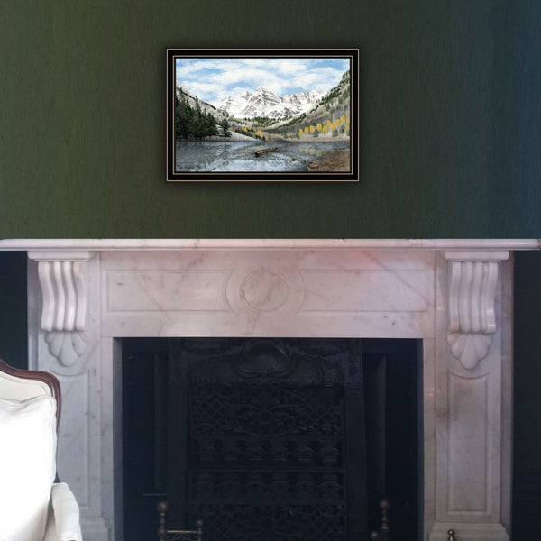 Homeroots Snowy Mountain Landscape Wall Art - Elegant Black Framed Acrylic Decor To Transform Your Space  Paper 572032