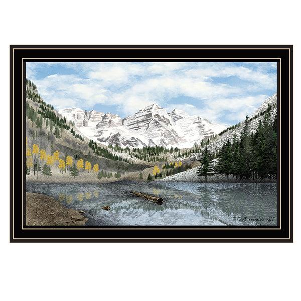 Homeroots Snowy Mountain Landscape Wall Art - Elegant Black Framed Acrylic Decor To Transform Your Space  Paper 572032