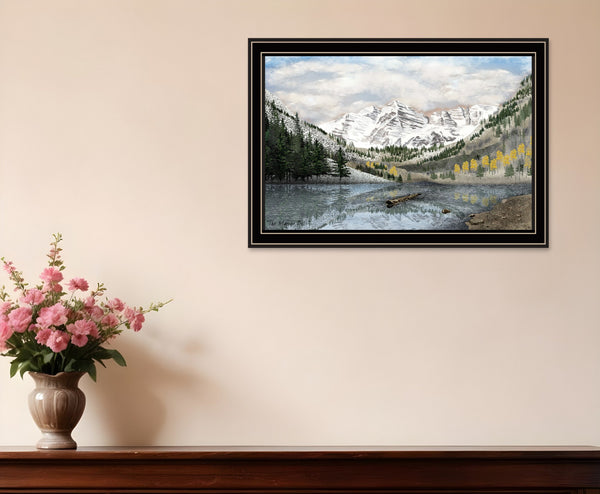 Homeroots Snowy Mountain Landscape Wall Art - Elegant Black Framed Acrylic Decor To Transform Your Space  Paper 572032