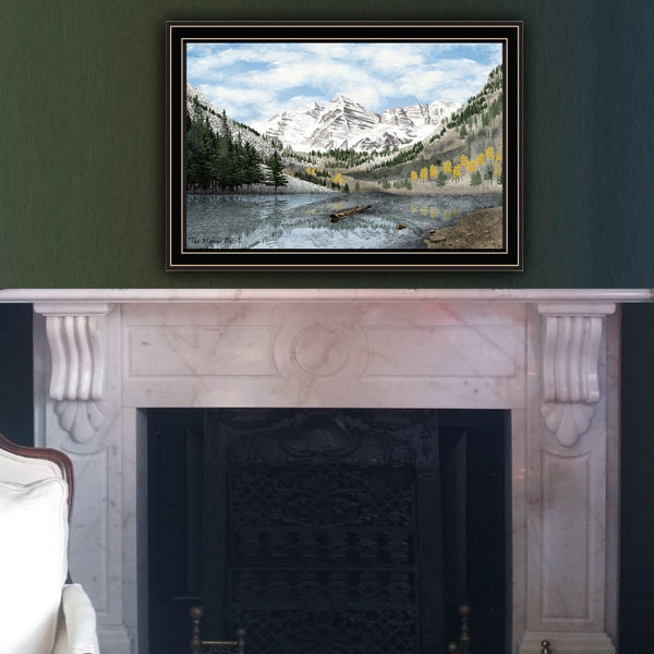 Homeroots Snowy Mountain Landscape Wall Art - Elegant Black Framed Acrylic Decor To Transform Your Space  Paper 572033