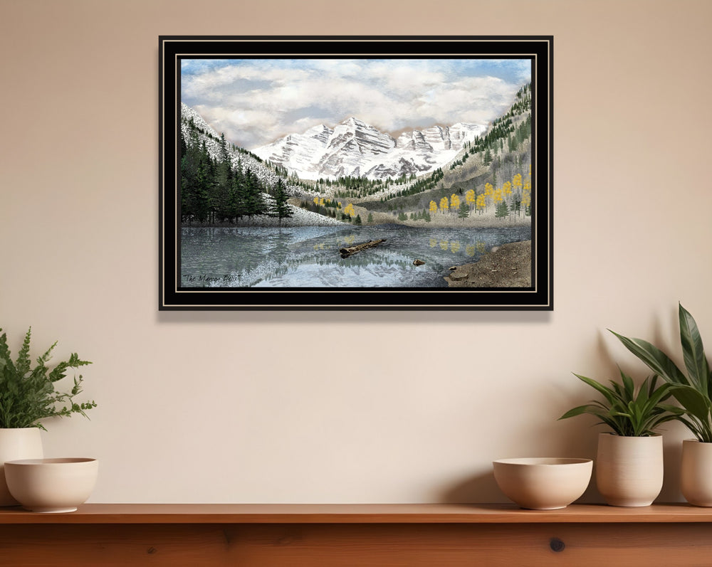Homeroots Snowy Mountain Landscape Wall Art - Elegant Black Framed Acrylic Decor To Transform Your Space  Paper 572033