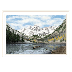 HomeRoots Snowy Mountain Landscape White Framed Wall Art - Stunning Nature Print for Modern Home Décor & Style 572034