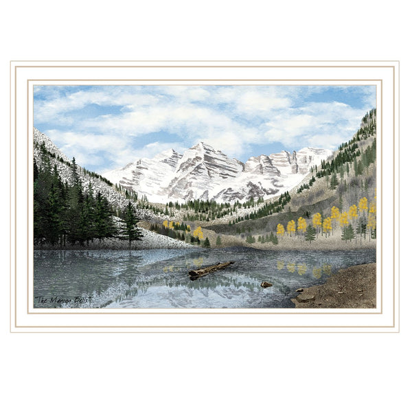 HomeRoots Snowy Mountain Landscape White Framed Wall Art - Stunning Nature Print for Modern Home Décor & Style 572034