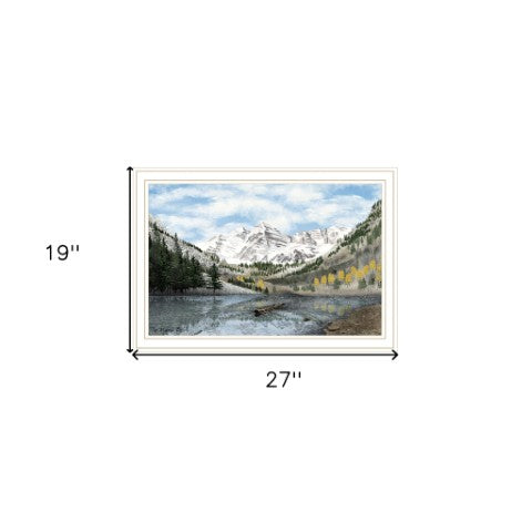 Homeroots Snowy Mountain Landscape Wall Art - White Framed Acrylic Painting To Elevate Your Home Decor!  Paper 572034