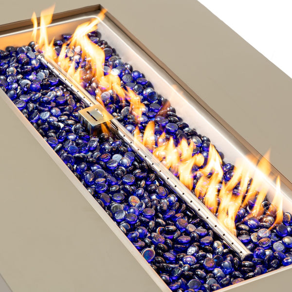 English Elm 48_inch Iron Fire Pit Table with Wood Grain Gray - Modern Outdoor Propane Table, Stainless Burner, Seats 5-6 W3131P277179