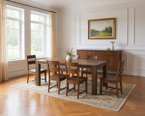 HomeRoots Seven-Piece Dark Brown Solid Wood Dining Set with 6 Classic Ladder-Back Chairs for Elegant Gatherings 572072