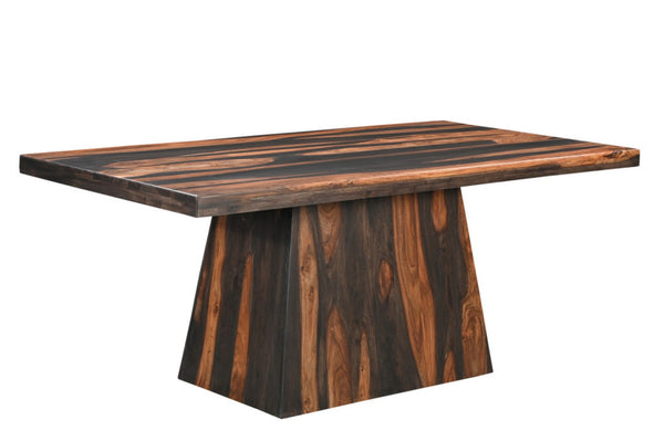 HomeRoots Seven Piece Solid Wood Dining Set with Dark Brown Finish & Six Elegant Ladder-Back Chairs 572073