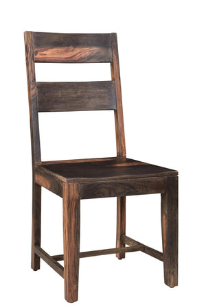 HomeRoots Seven Piece Solid Wood Dining Set with Dark Brown Finish & Six Elegant Ladder-Back Chairs 572073