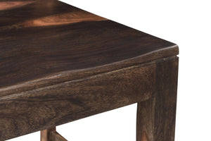 HomeRoots Seven Piece Solid Wood Dining Set with Dark Brown Finish & Six Elegant Ladder-Back Chairs 572073