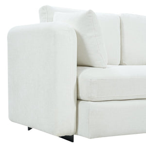 English Elm 116.5" Curved Modular Sofa Deep Cloud Cushions Off-white Fabric Modern Living Room N758T989900A