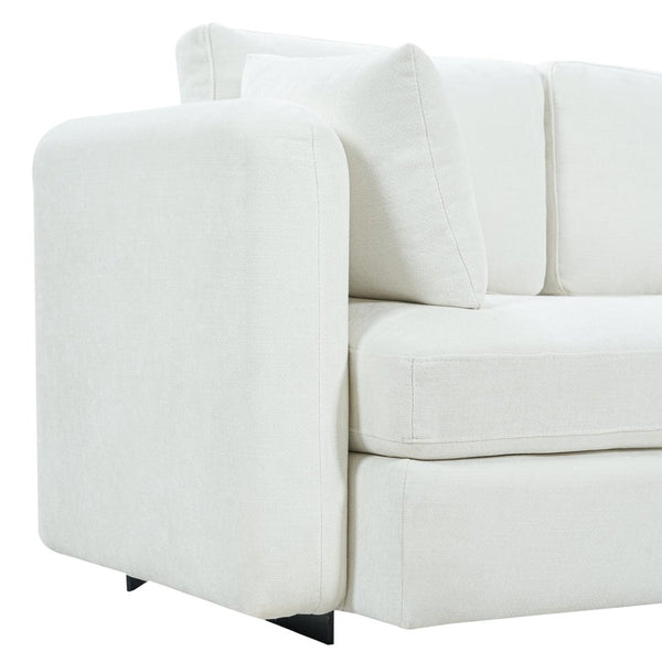 English Elm 116.5" Curved Modular Sofa Deep Cloud Cushions Off-white Fabric Modern Living Room N758T989900A