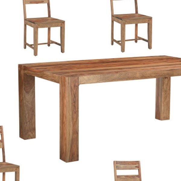 HomeRoots Seven Piece Solid Wood Dining Set with Six Comfortable Ladder-Back Chairs in Rich Brown Finish 572074