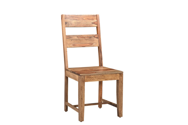 HomeRoots Seven Piece Solid Wood Dining Set – Elegant Brown Table with 6 Comfortable Ladder-Back Chairs 572075
