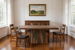 HomeRoots Seven Piece Dark Brown Solid Wood Dining Set: Elegant Table & 6 Chairs for Timeless Entertaining 572077