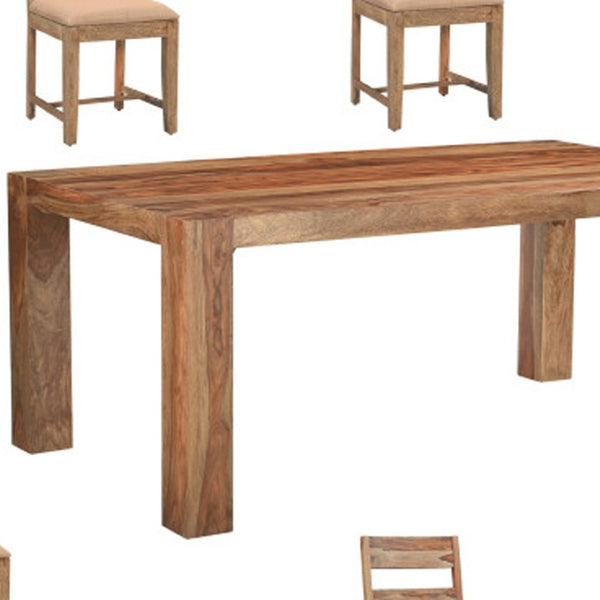 HomeRoots Seven Piece Solid Wood Dining Set: Timeless Brown Table & Six Comfortable Ladder-Back Chairs 572078