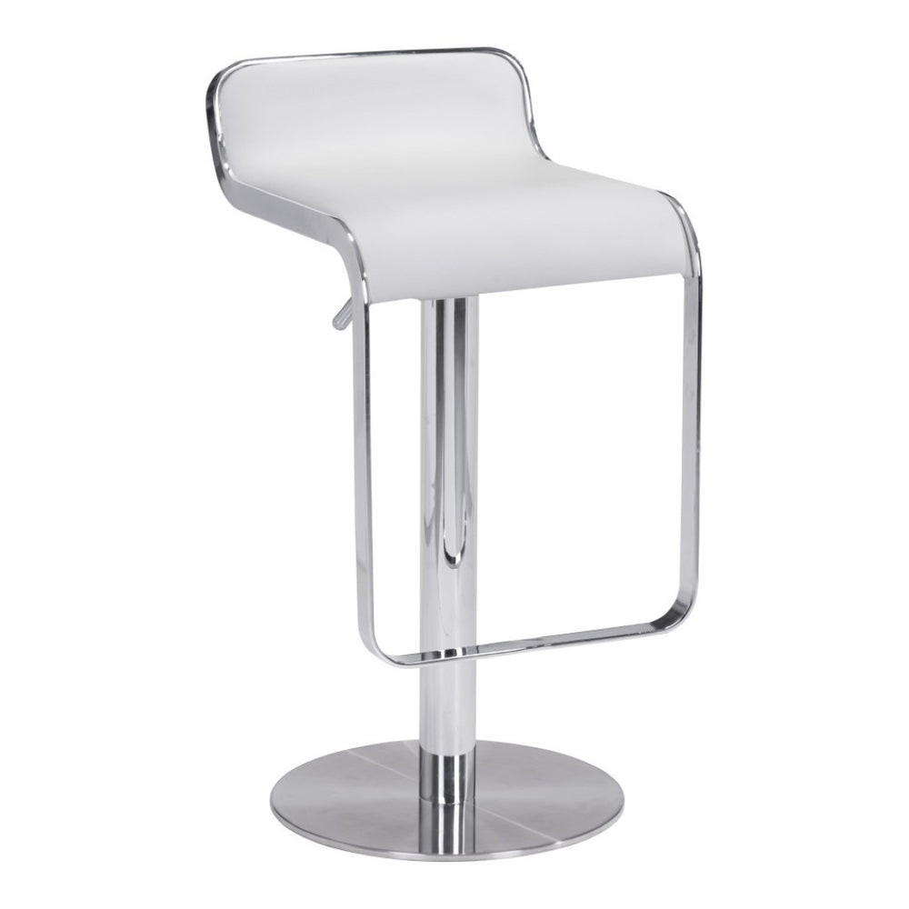 HomeRoots White Swivel Bar Chair - Modern Cafe-Style Comfort with Adjustable Height & Chic Fabric Design 572080