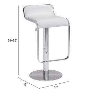 HomeRoots White Swivel Bar Chair - Modern Cafe-Style Comfort with Adjustable Height & Chic Fabric Design 572080