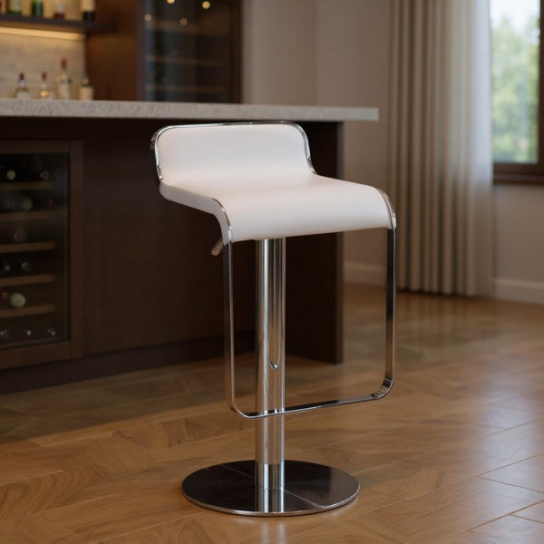 HomeRoots White Swivel Bar Chair - Modern Cafe-Style Comfort with Adjustable Height & Chic Fabric Design 572080